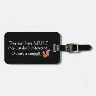 ADHD Squirrel Humor Bagagelabel