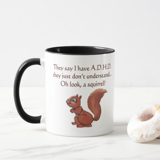 ADHD Squirrel Humor (beide zijden) Mok (Met donut)