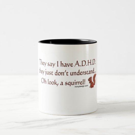 ADHD Squirrel Humor (gecentreerd) Tweekleurige Koffiemok (Center)