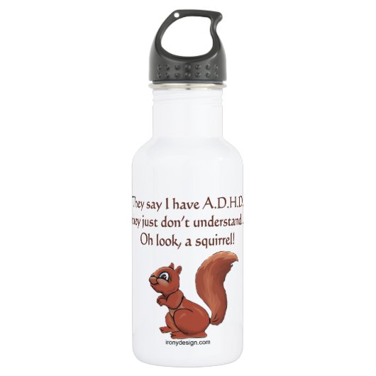 ADHD Squirrel Humor Waterfles (Voorkant)