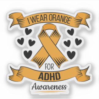 ADHD staat voor Mental Health Awareness. Orange Sticker