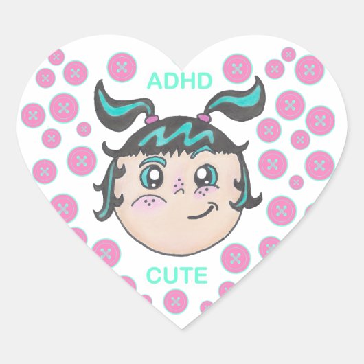 ADHD sticker with "ADHD Cute" illustration (Voorkant)