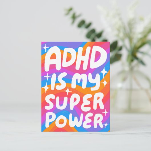 ADHD Super Power Fun Bubble Letters CUSTOM Briefkaart (Staand voorkant)