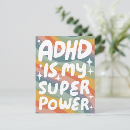 ADHD Super Power Fun Bubble Letters CUSTOM Briefkaart (Staand voorkant)