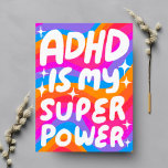 ADHD Super Power Fun Bubble Letters CUSTOM Briefkaart<br><div class="desc">Hand heeft een kaart voor je gemaakt! Pas met uw eigen tekst aan of verander de kleuren. Bekijk mijn winkel voor veel meer kleuren en design of laat me weten of je iets op maat wilt!</div>