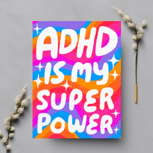 ADHD Super Power Fun Bubble Letters CUSTOM Briefkaart