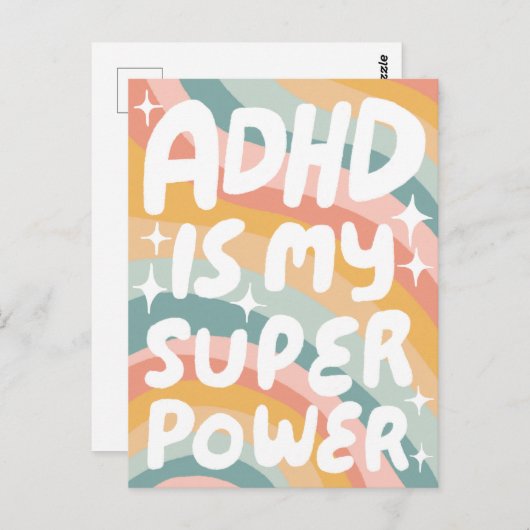 ADHD Super Power Fun Bubble Letters CUSTOM Briefkaart (Voorkant / Achterkant)