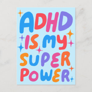 ADHD Super Power Fun Bubble Letters CUSTOM Briefkaart