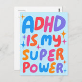 ADHD Super Power Fun Bubble Letters CUSTOM Briefkaart (Voorkant / Achterkant)