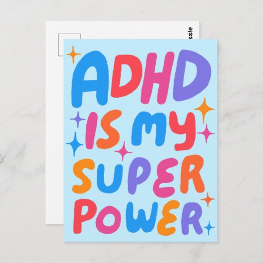 ADHD Super Power Fun Bubble Letters CUSTOM Briefkaart (Voorkant / Achterkant)
