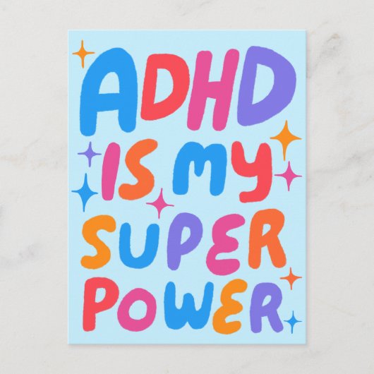 ADHD Super Power Fun Bubble Letters CUSTOM Briefkaart (Voorkant)