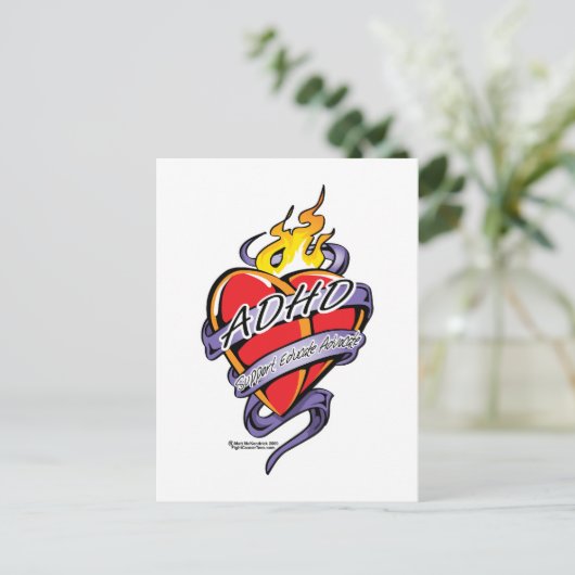 ADHD-Tattoo hart Briefkaart (Staand voorkant)