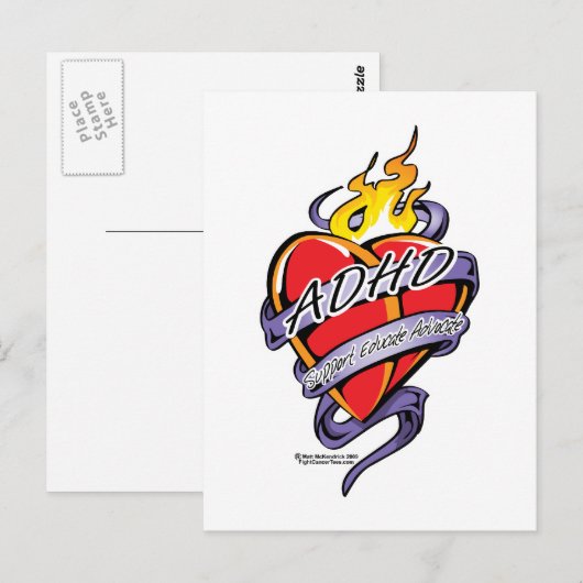 ADHD-Tattoo hart Briefkaart (Voorkant / Achterkant)