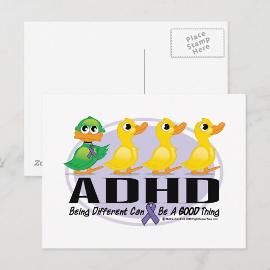 ADHD Ugly Ducking Briefkaart (Voorkant / Achterkant)