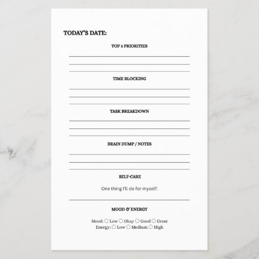 ADHD-vriendelijke dagelijkse plannerpagina Flyer (Voorkant)