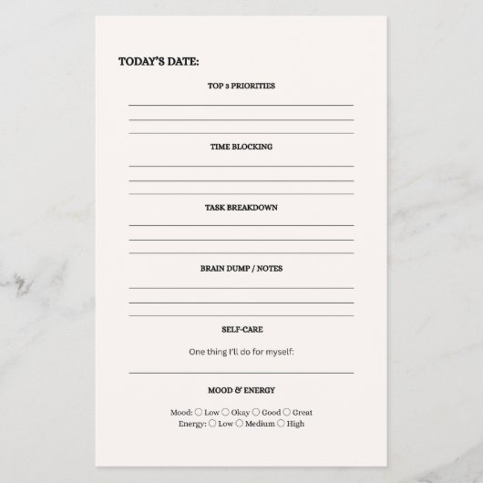 ADHD-vriendelijke dagelijkse plannerpagina Flyer (Voorkant)