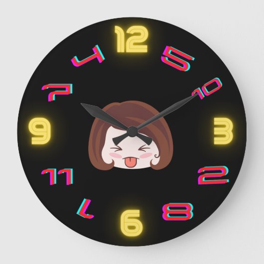 ADHD-wandklok - Bleek met bruin haar Grote Klok (Voorkant)