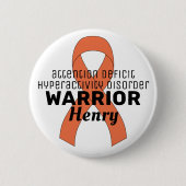 ADHD Warrior Lintje Witte Knop Ronde Button 5,7 Cm (Voorkant)