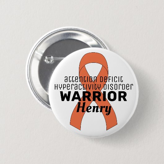 ADHD Warrior Lintje Witte Knop Ronde Button 5,7 Cm (Voorkant /achterkant)