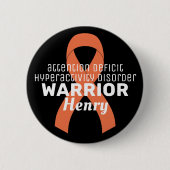 ADHD Warrior Ribbon Black Button (Voorkant)