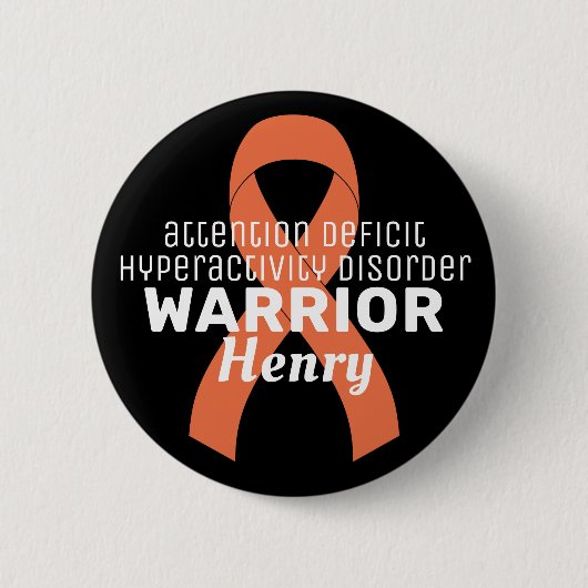 ADHD Warrior Ribbon Black Button (Voorkant)