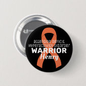 ADHD Warrior Ribbon Black Button (Voorkant /achterkant)