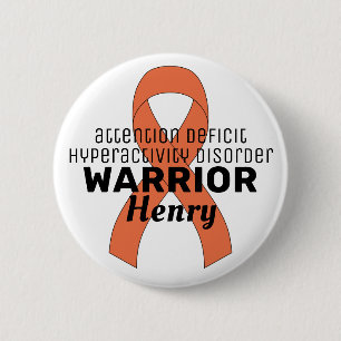 ADHD Warrior Ribbon White Button