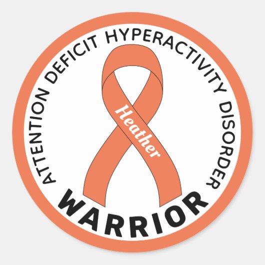 ADHD Warrior Ribbon White Round Sticker (Voorkant)