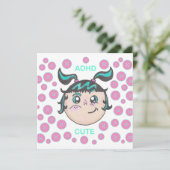 ADHD wenskaart met "ADHD Schattig" illustratie (Staand voorkant)