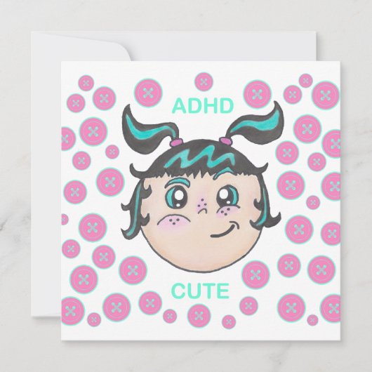 ADHD wenskaart met "ADHD Schattig" illustratie (Voorkant)