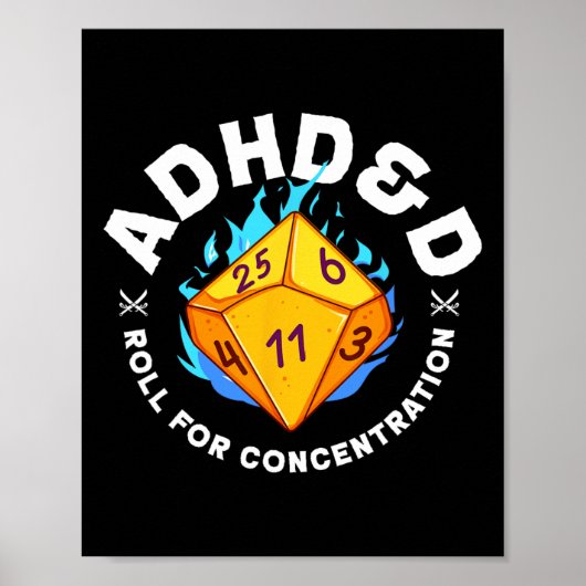 Adhdandd Roll For Concentration Adhd Awareness Fun Poster (Voorkant)