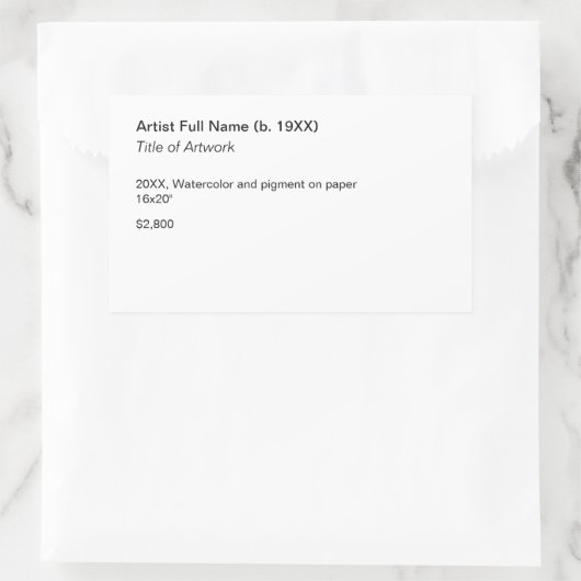 Adhesive Artwork Exhibition Label Template (Tas)