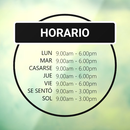 Adhesivo de ventana de horario comercial redondo raamsticker (Vel 3)