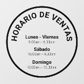 Adhesivo de ventana de horario comercial redondo w raamsticker (Vel)