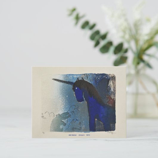 Adi Holzer Unicorn 1975 Briefkaart (Staand voorkant)