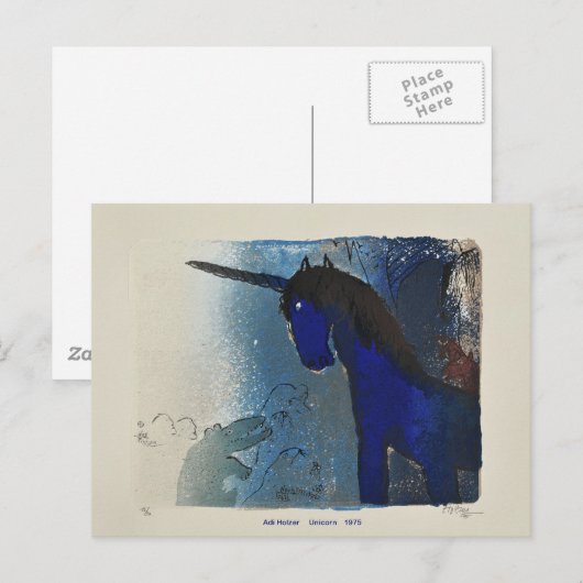 Adi Holzer Unicorn 1975 Briefkaart (Voorkant / Achterkant)