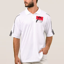 ADIDAS RED, BLACK AND WHITE ABSTRACT GOLF SHIRT