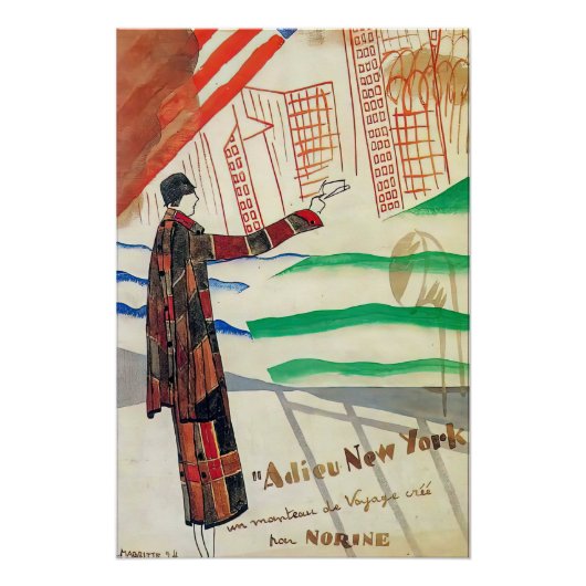 Adieu New York poster door Rene Magaritte (Voorkant)