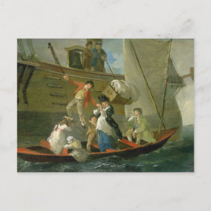 Adieu van een Gehuwde Zeeman, c.1800 (olie op Briefkaart