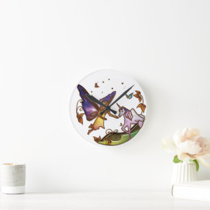 Adilyn Faery wandklok, 8" rond acryl Ronde Klok