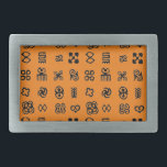 Adinkra Afrikaanse symbolen Gesp<br><div class="desc">Afrikaanse Adinkra-symbolen. Door Robert Sutherland Rattray,  1927. Zwart en sinaasappel. Aangepaste riemgespen. Cadeau idee.</div>