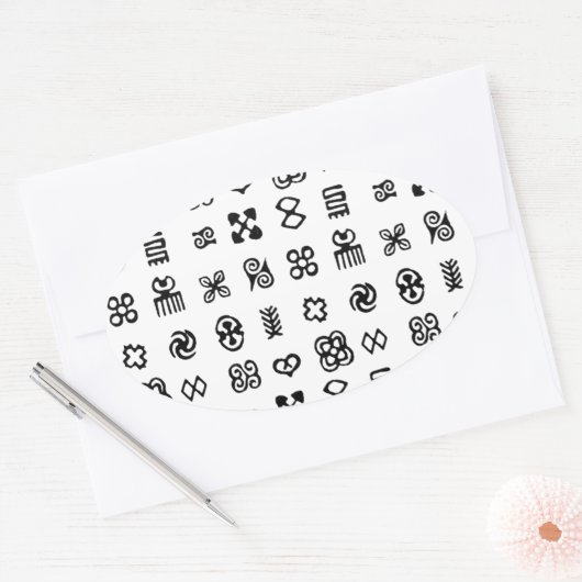 Adinkra Afrikaanse symbolen Ovale Sticker (Envelop)