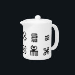 Adinkra Afrikaanse symbolen Theepot<br><div class="desc">Afrikaanse Adinkra-symbolen. Door Robert Sutherland Rattray,  1927. Zwart-wit patroon. Aangepaste theepotten. Cadeau idee.</div>