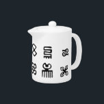 Adinkra Afrikaanse symbolen Theepot<br><div class="desc">Afrikaanse Adinkra-symbolen. Door Robert Sutherland Rattray,  1927. Zwart-wit patroon. Aangepaste theepotten. Cadeau idee.</div>