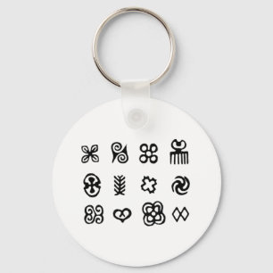 Adinkra Afrikaanse symbolen zwart en wit Sleutelhanger
