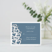 adinkra akoma (hart) agate blue rsvp kaartje (Staand voorkant)