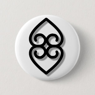 Adinkra - Earth-BW Ronde Button 5,7 Cm