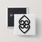 Adinkra - Earth-BW Vierkante Button 5,1 Cm (Voorkant /achterkant)