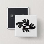 Adinkra-peace-shiny black vierkante button 5,1 cm (Voorkant /achterkant)