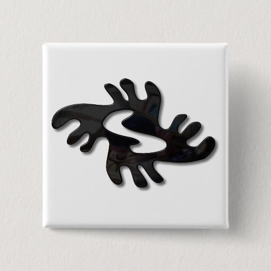 Adinkra-peace-shiny black vierkante button 5,1 cm (Voorkant)